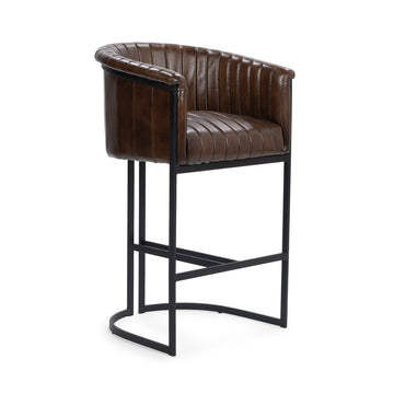 Seville Leather Rustic Brown Bar Stool - Ornate Home
