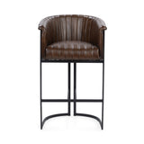 Seville Leather Rustic Brown Bar Stool - Ornate Home