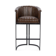 Seville Leather Rustic Brown Bar Stool - Ornate Home