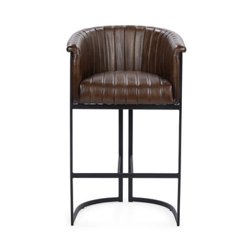 Seville Leather Rustic Brown Bar Stool - Ornate Home