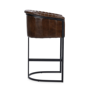 Seville Leather Rustic Brown Bar Stool - Ornate Home