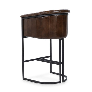 Seville Leather Rustic Brown Bar Stool - Ornate Home