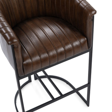 Seville Leather Rustic Brown Bar Stool - Ornate Home