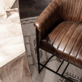 Seville Leather Rustic Brown Bar Stool - Ornate Home