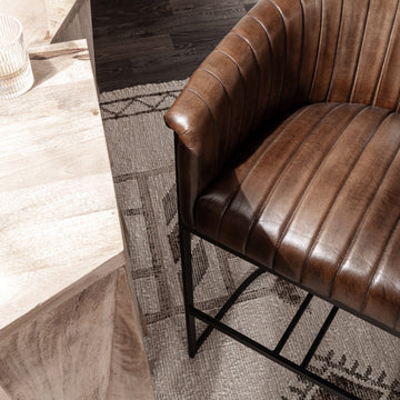 Seville Leather Rustic Brown Bar Stool - Ornate Home