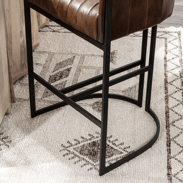 Seville Leather Rustic Brown Bar Stool - Ornate Home