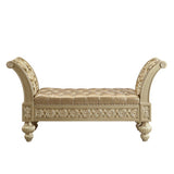 Seville Tan PU & Gold Finish Bench - Ornate Home