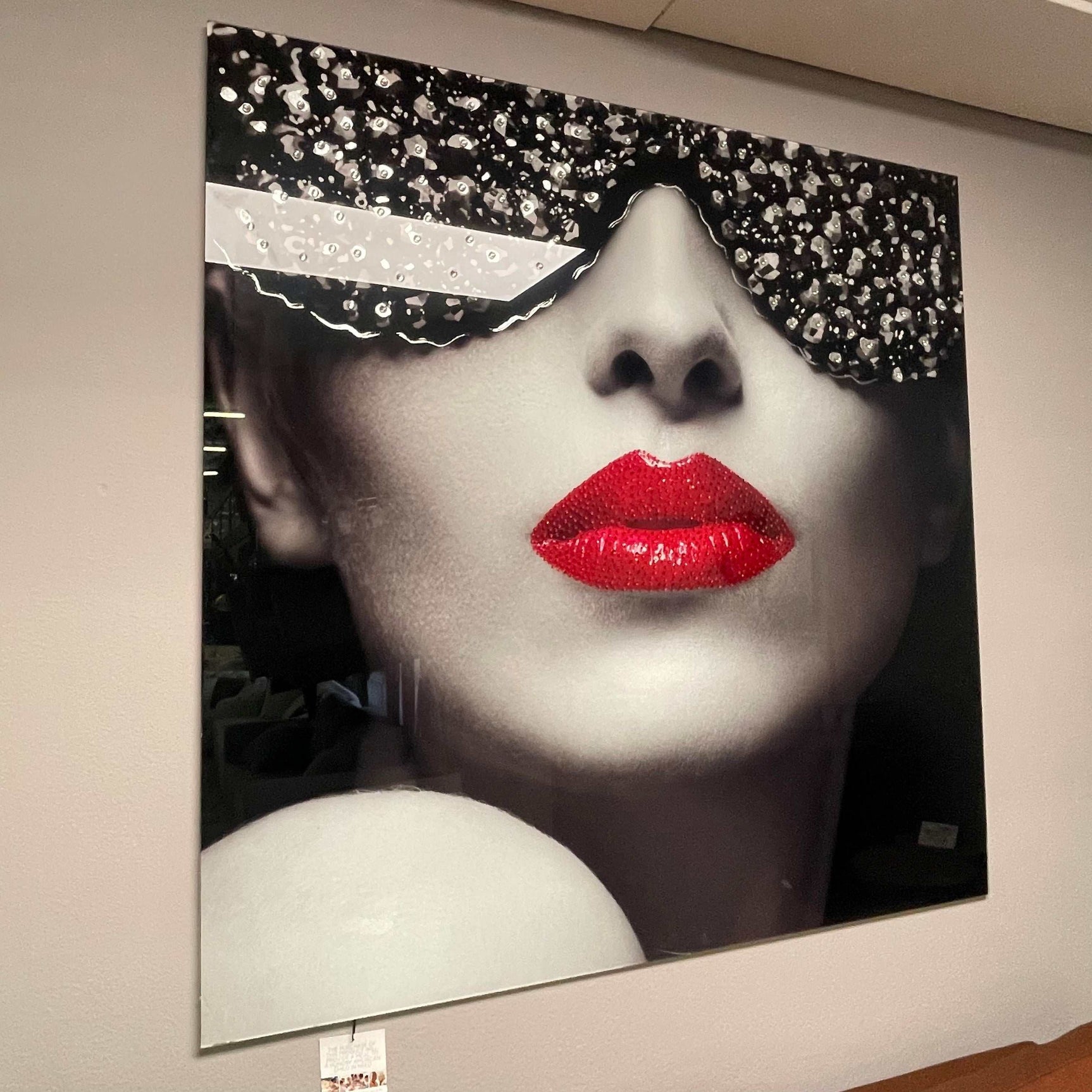 Shades Tempered Glass w / Foil & Rhinestones Wall Art - Ornate Home