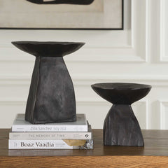 Shadow Brown Pedestal Bowls (Set of 2) - Ornate Home