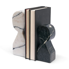 Shadow White/Black Marble Bookends - Ornate Home