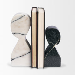 Shadow White/Black Marble Bookends - Ornate Home