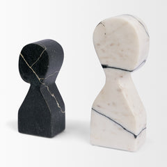 Shadow White/Black Marble Bookends - Ornate Home