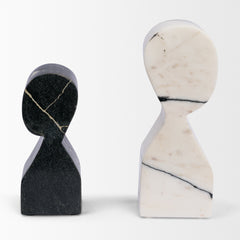 Shadow White/Black Marble Bookends - Ornate Home