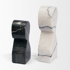 Shadow White/Black Marble Bookends - Ornate Home