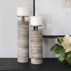 Shadowstone Bronze/Gray Candleholders (Set of 2) - Ornate Home