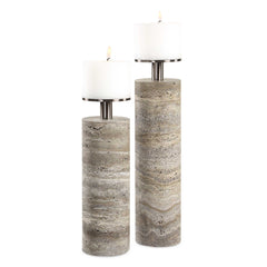 Shadowstone Bronze/Gray Candleholders (Set of 2) - Ornate Home