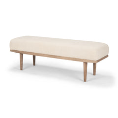 Shae Brown/Oatmeal Wood Fabric Bench - Ornate Home