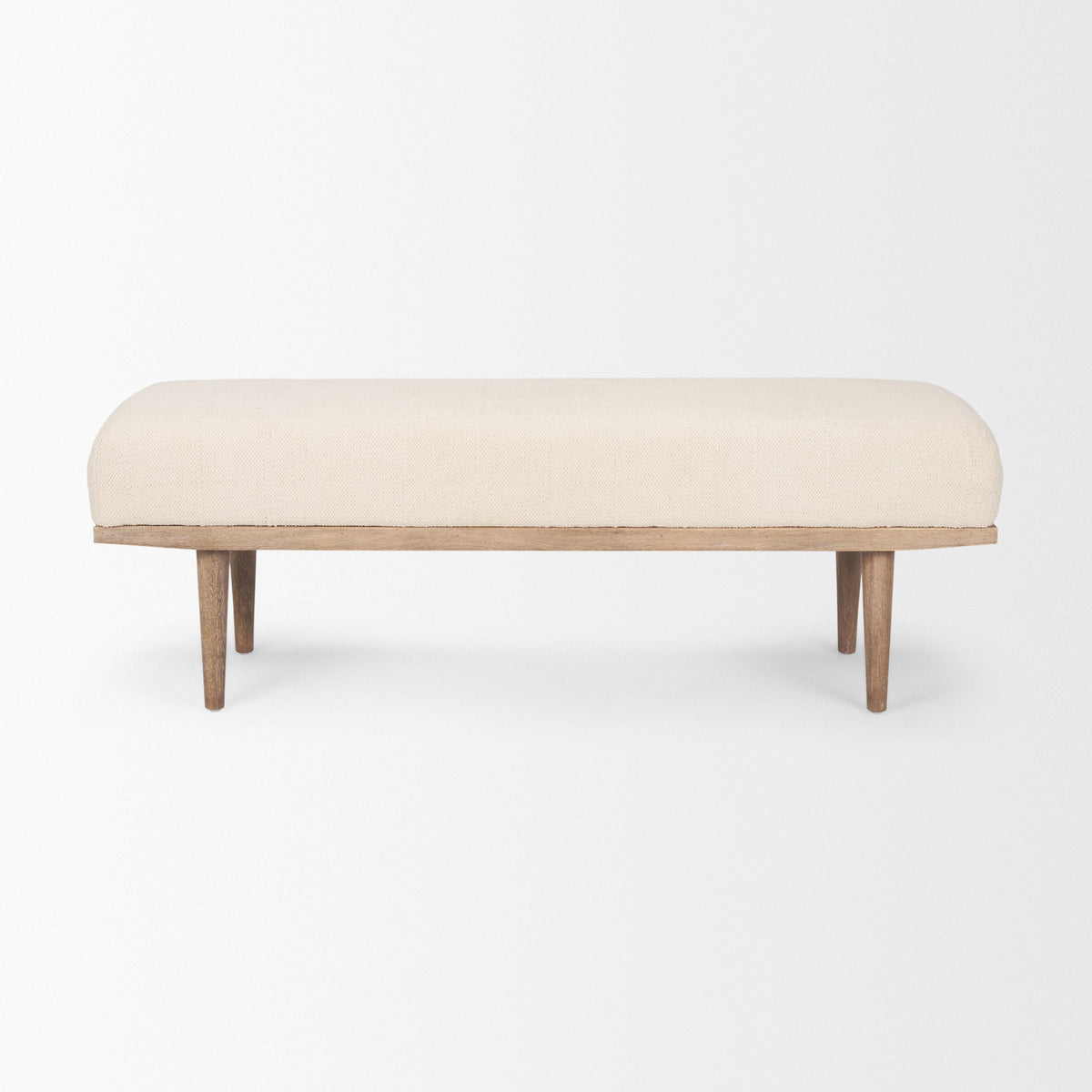 Shae Brown/Oatmeal Wood Fabric Bench - Ornate Home