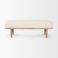 Shae Brown/Oatmeal Wood Fabric Bench - Ornate Home