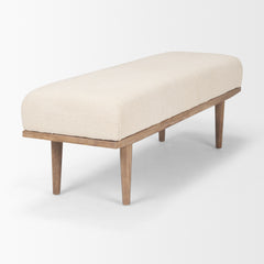 Shae Brown/Oatmeal Wood Fabric Bench - Ornate Home