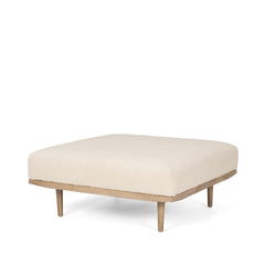 Shae Brown/Oatmeal Wood Fabric Ottoman - Ornate Home