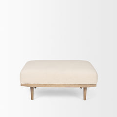 Shae Brown/Oatmeal Wood Fabric Ottoman - Ornate Home