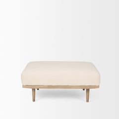 Shae Brown/Oatmeal Wood Fabric Ottoman - Ornate Home