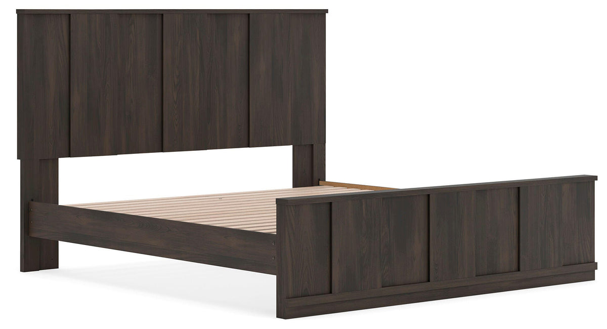 Shaehartin Dark Brown King Panel Platform Bed - Ornate Home