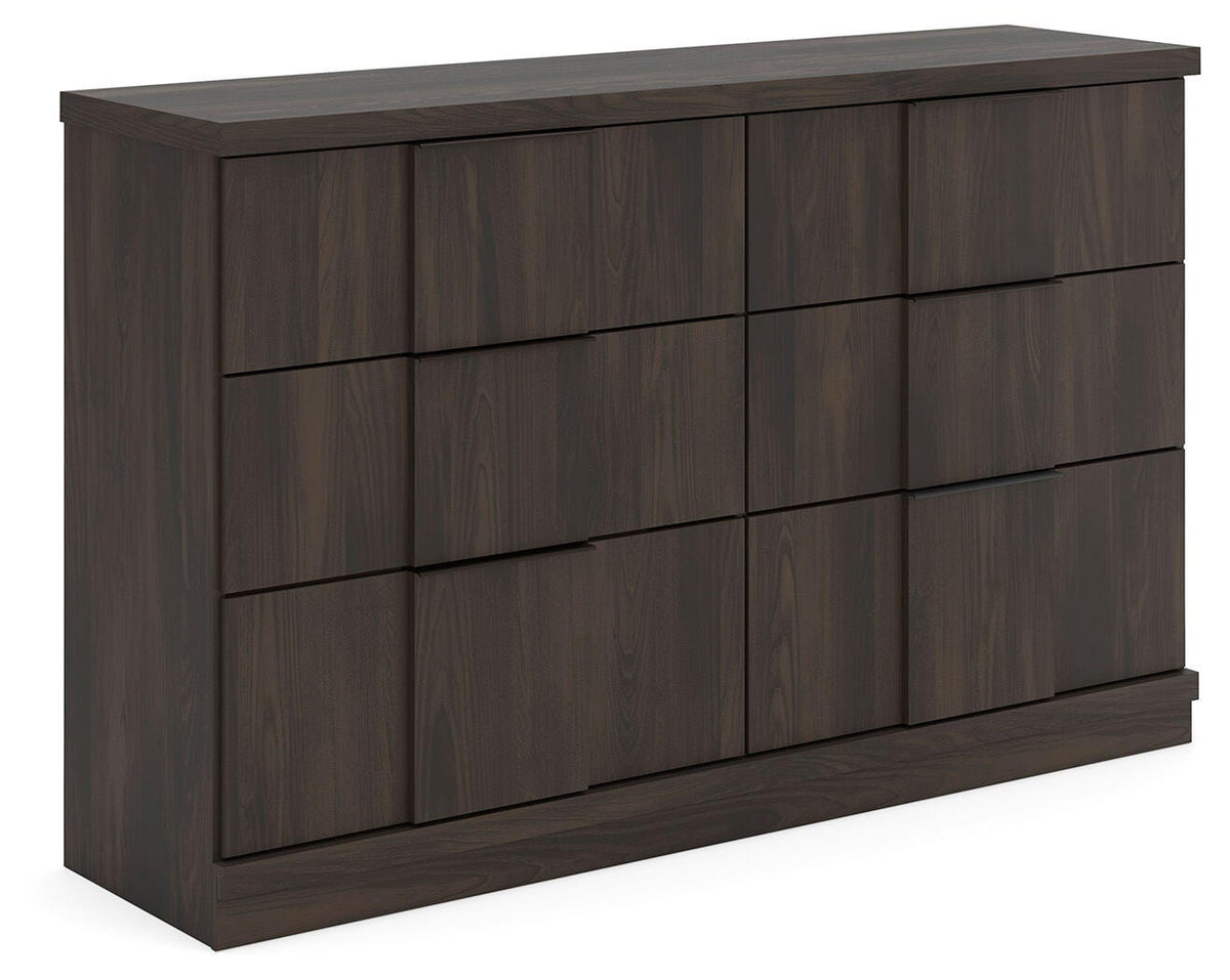 Shaehartin Dark Brown Six Drawer Dresser - Ornate Home