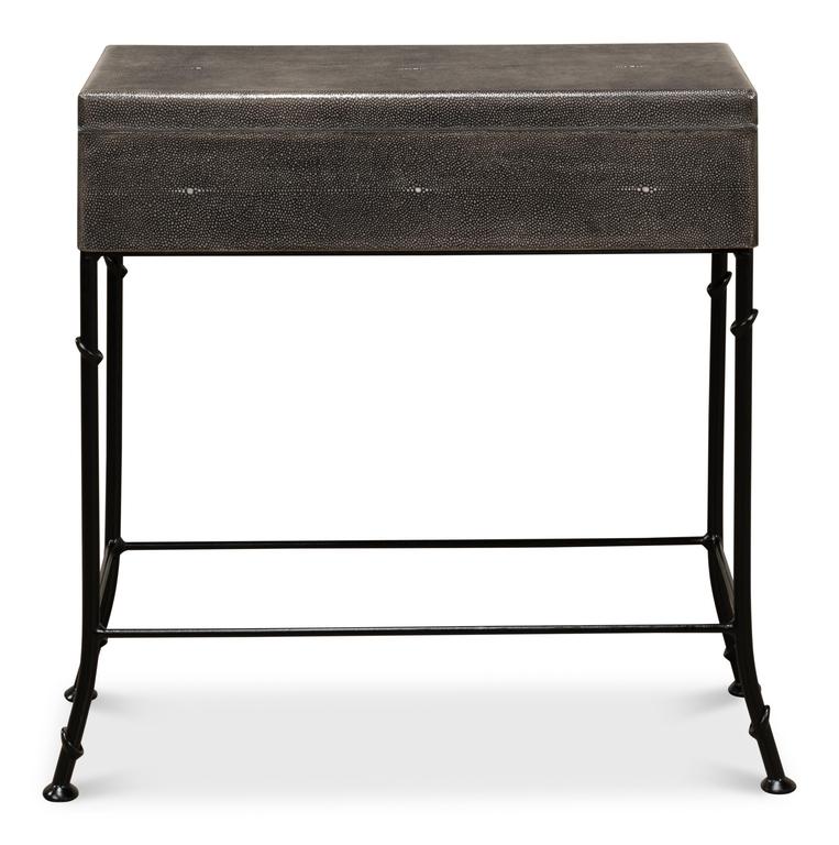 Shagreen Atelier Grey Leather Box On Stand - Ornate Home