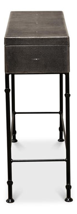 Shagreen Atelier Grey Leather Box On Stand - Ornate Home