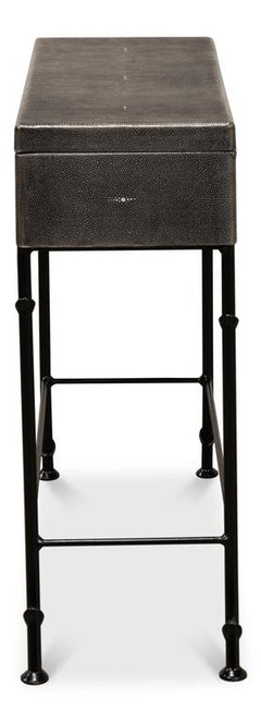 Shagreen Atelier Grey Leather Box On Stand - Ornate Home