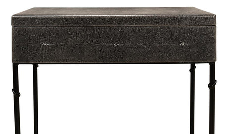 Shagreen Atelier Grey Leather Box On Stand - Ornate Home