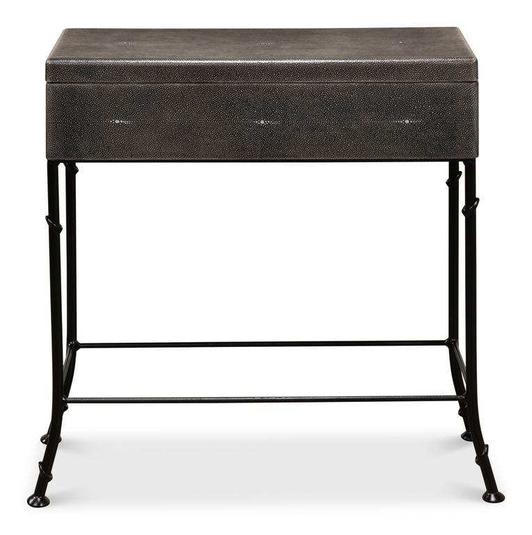 Shagreen Atelier Grey Leather Box On Stand - Ornate Home