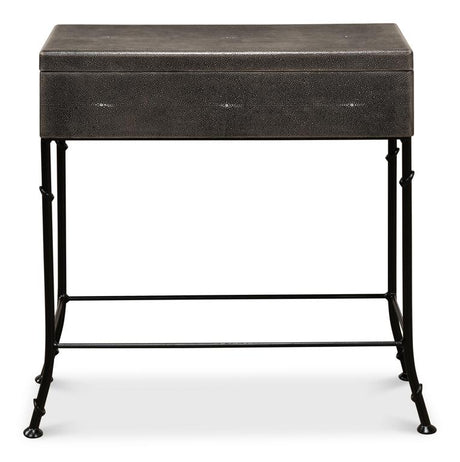 Shagreen Atelier Grey Leather Box On Stand - Ornate Home