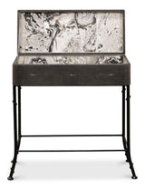Shagreen Atelier Grey Leather Box On Stand - Ornate Home