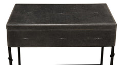 Shagreen Atelier Grey Leather Box On Stand - Ornate Home