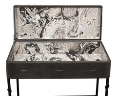 Shagreen Atelier Grey Leather Box On Stand - Ornate Home