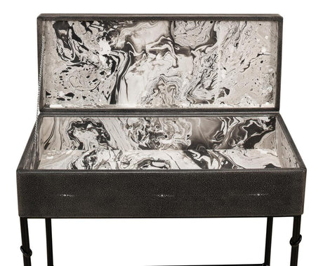 Shagreen Atelier Grey Leather Box On Stand - Ornate Home