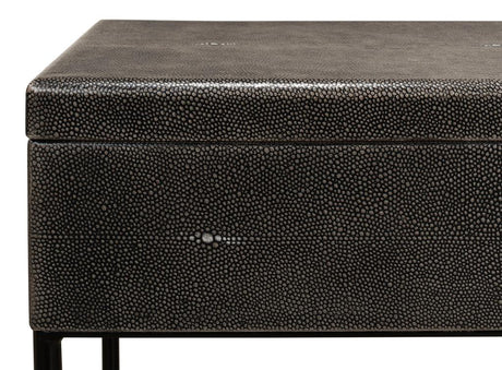 Shagreen Atelier Grey Leather Box On Stand - Ornate Home