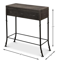 Shagreen Atelier Grey Leather Box On Stand - Ornate Home
