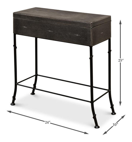 Shagreen Atelier Grey Leather Box On Stand - Ornate Home