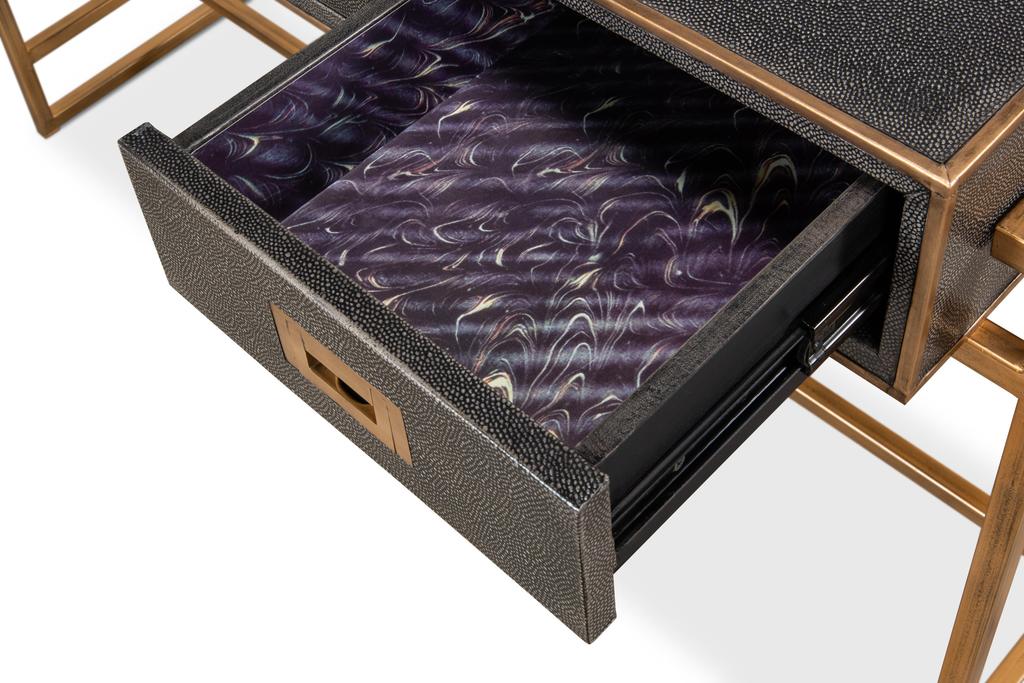 Shagreen Atelier Grey Leather Desk - Ornate Home