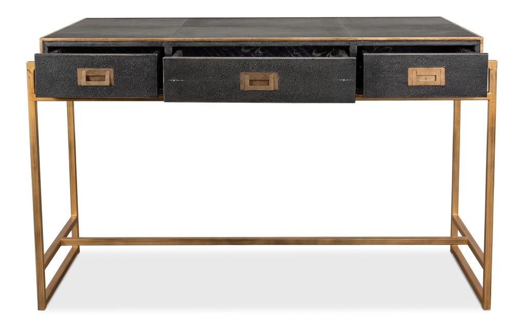 Shagreen Atelier Grey Leather Desk - Ornate Home