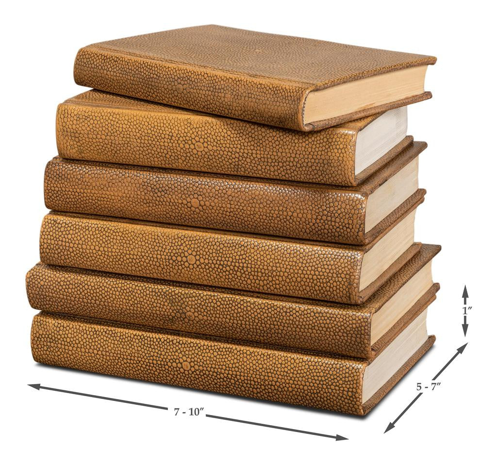 Shagreen Library Brown Books (Set of 12) - Ornate Home
