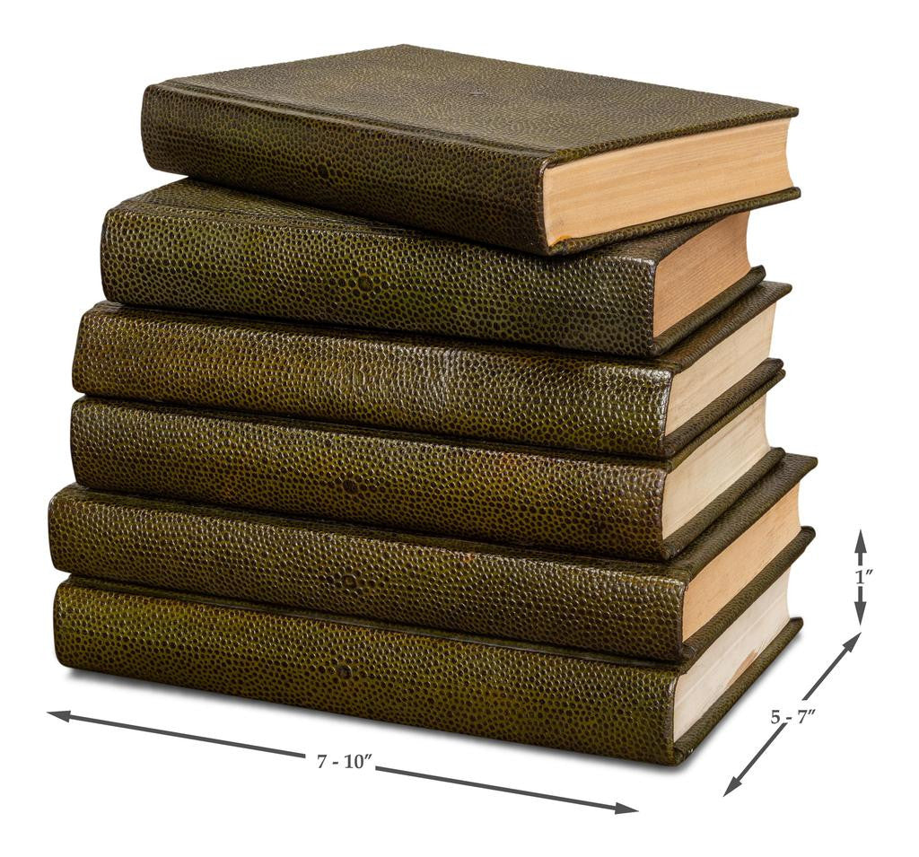 Shagreen Library Green Books (Set of 12) - Ornate Home