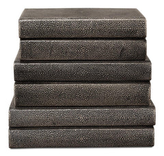 Shagreen Library Grey Books (Set of 12) - Ornate Home