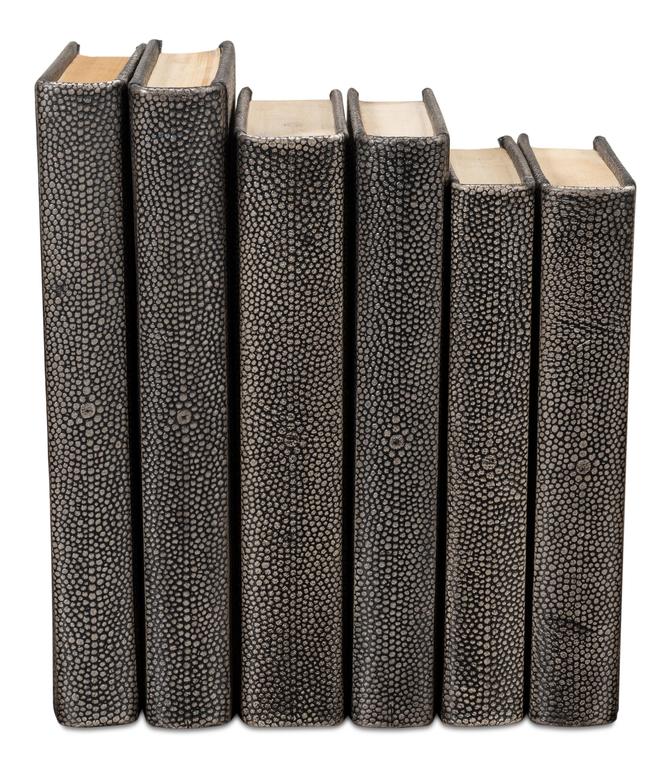 Shagreen Library Grey Books (Set of 12) - Ornate Home