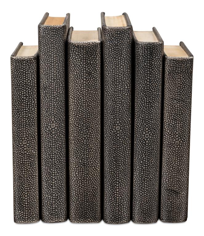 Shagreen Library Grey Books (Set of 12) - Ornate Home