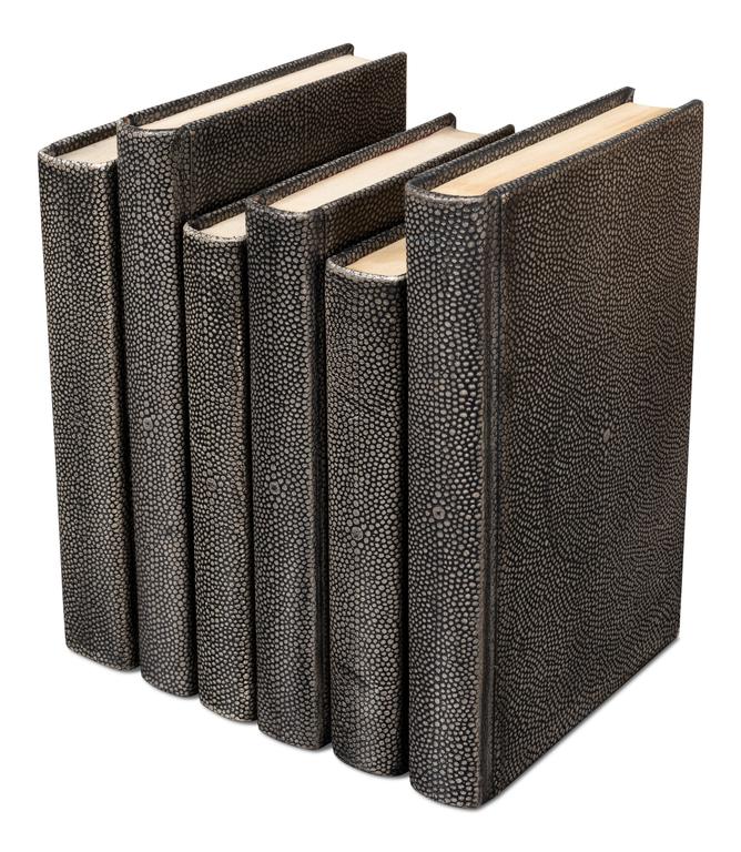 Shagreen Library Grey Books (Set of 12) - Ornate Home